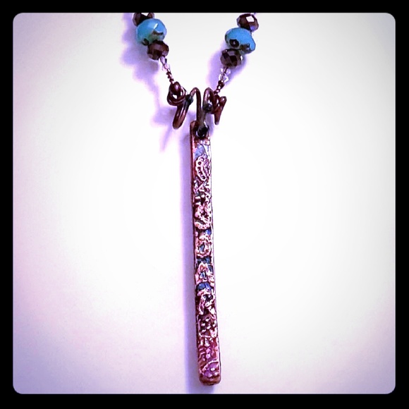 SOLD 💝 // Rose Gold & Copper Bar Necklace //OOAK - Picture 4 of 8